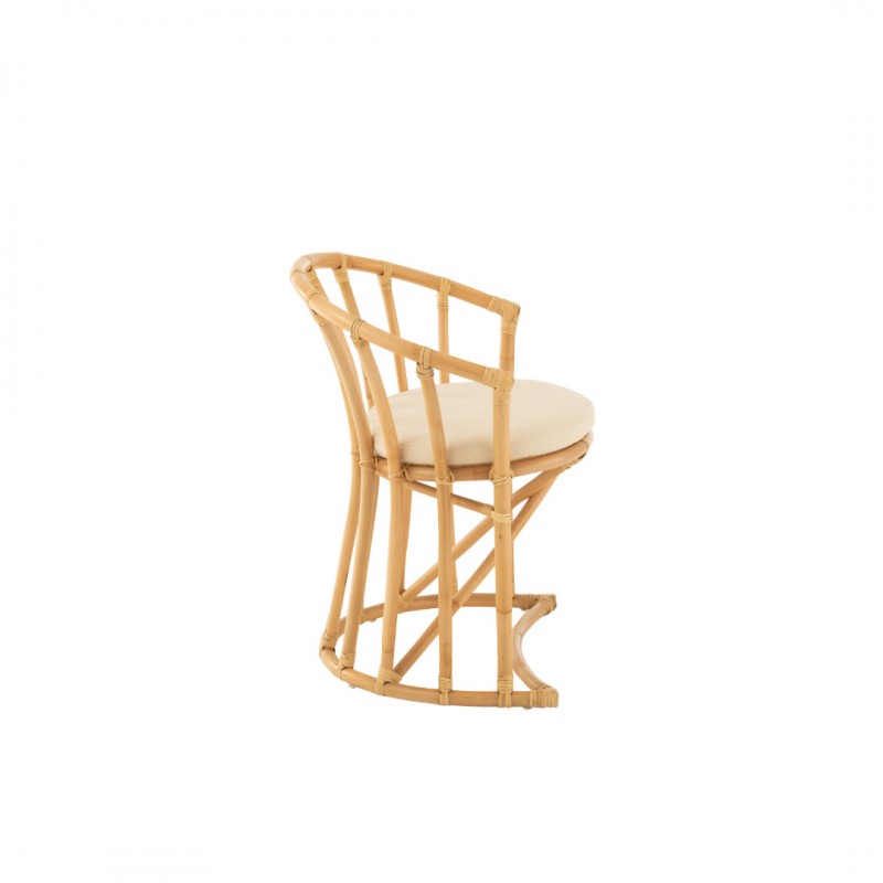 RATTAN CHAIR BW WITH CUSHION BLACK AND WHITE